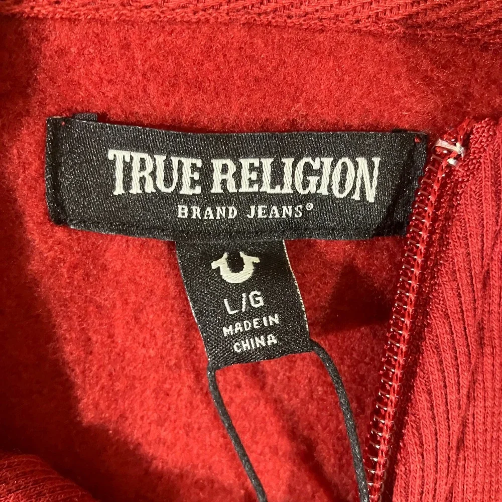 True Religion Mens Red Dahlia Logo Trim Track Jacket 700320 Large NEW